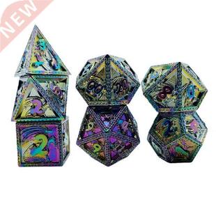7Pcs/Set Polyhedral Digital Metal Dice with Storage Box