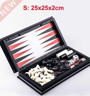 Magnetic Chess Backgammon Checkers Set Foldable Chess Board