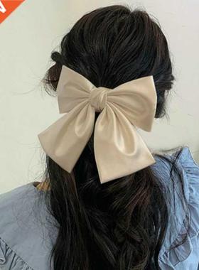 Overszed Bow Har Accessores Fashon Satn Rbbon Harpns