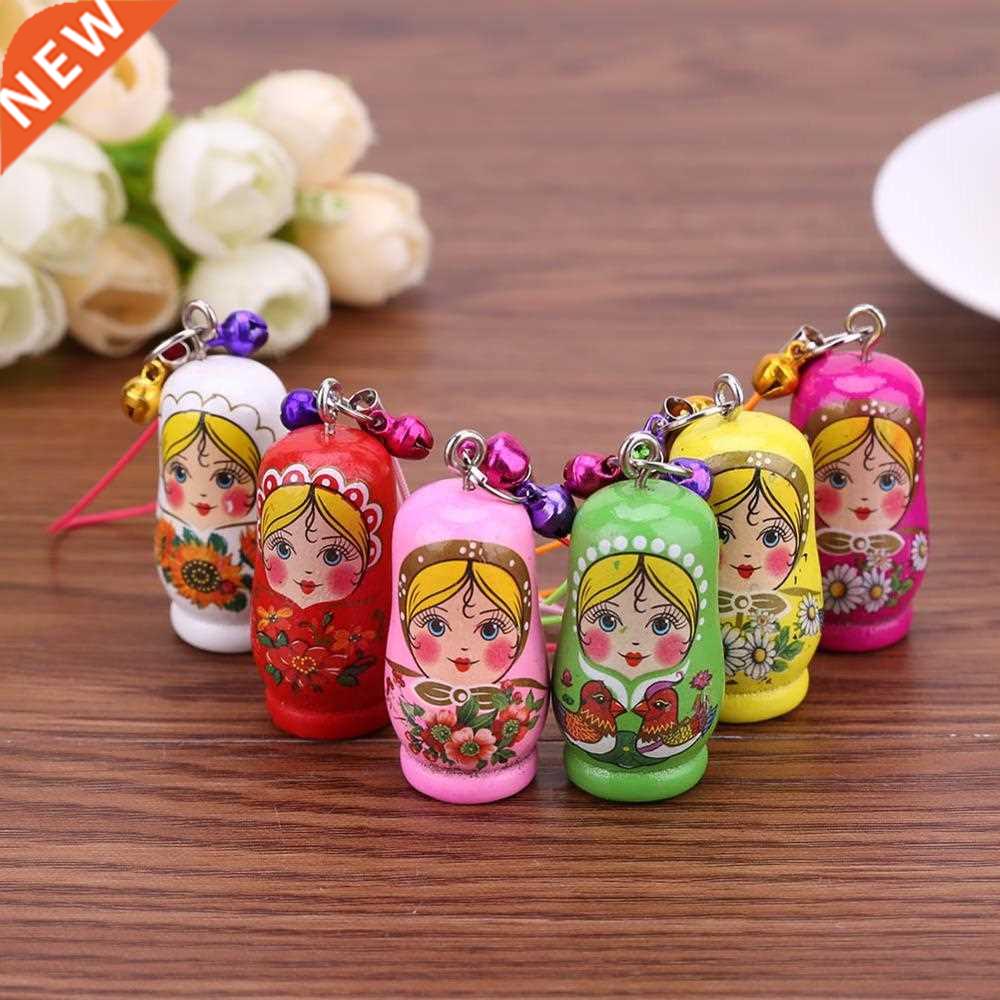 12pcs/lot Wooden Russian Matryoshka Doll Fashion Keychain Pe