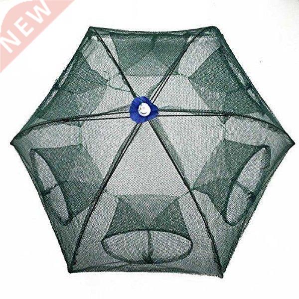 6 Holes Foldable Fishing Mesh Nylon Crab Shrimp Net Trap