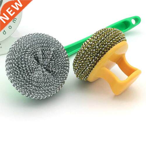 Wire Ball Brush with Long Handle Pan Cleaning Brush Dish