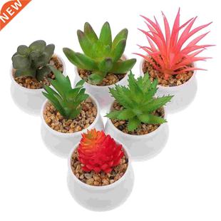 6PCS Vivid Succulents Bonsai Adornment Artificial Potted