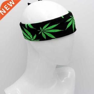 Cotton Bandana Green Leaves Black Hiphop Men Squares Neck Sc