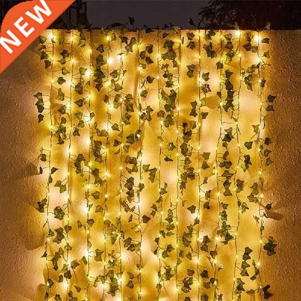 Artificial Plants Solar LED Leaf Garland Silk Rattan Leaf