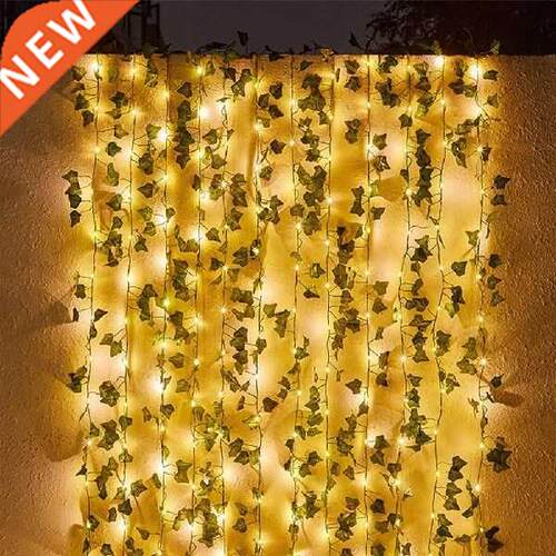 Artificial Plants Solar LED Leaf Garland Silk Rattan Leaf