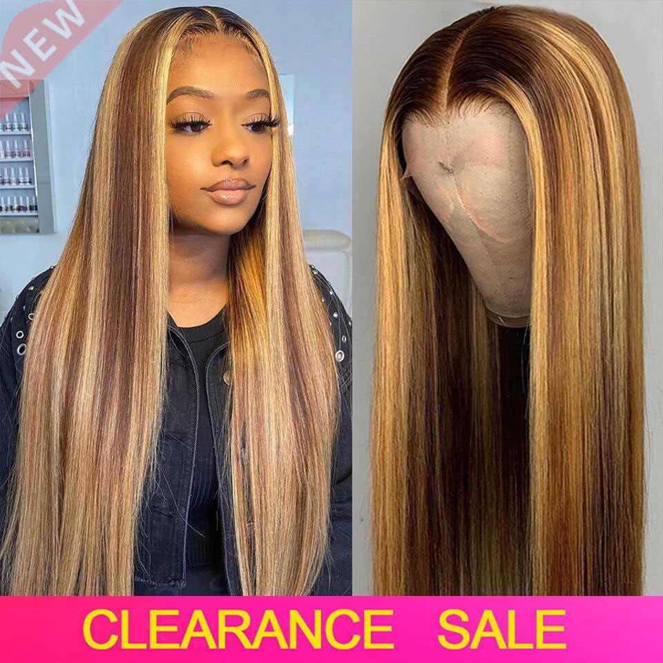 Highlight Wig Human Hair HD Transparent Lace Frontal Wigs T