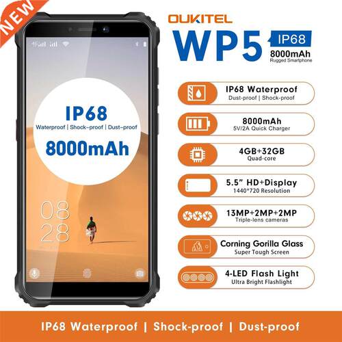 OUKITEL 4G Quard Core Smartphone WP5 5.5''18:9 Screen Mobil