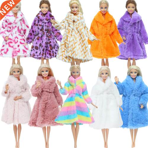 Multicolor 1 Set Long Sleeve Soft Fur Coat ops Dress Winter