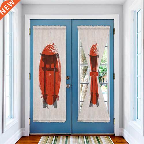 Japan Landscape Watercolor Door Curtains for Kitchen
