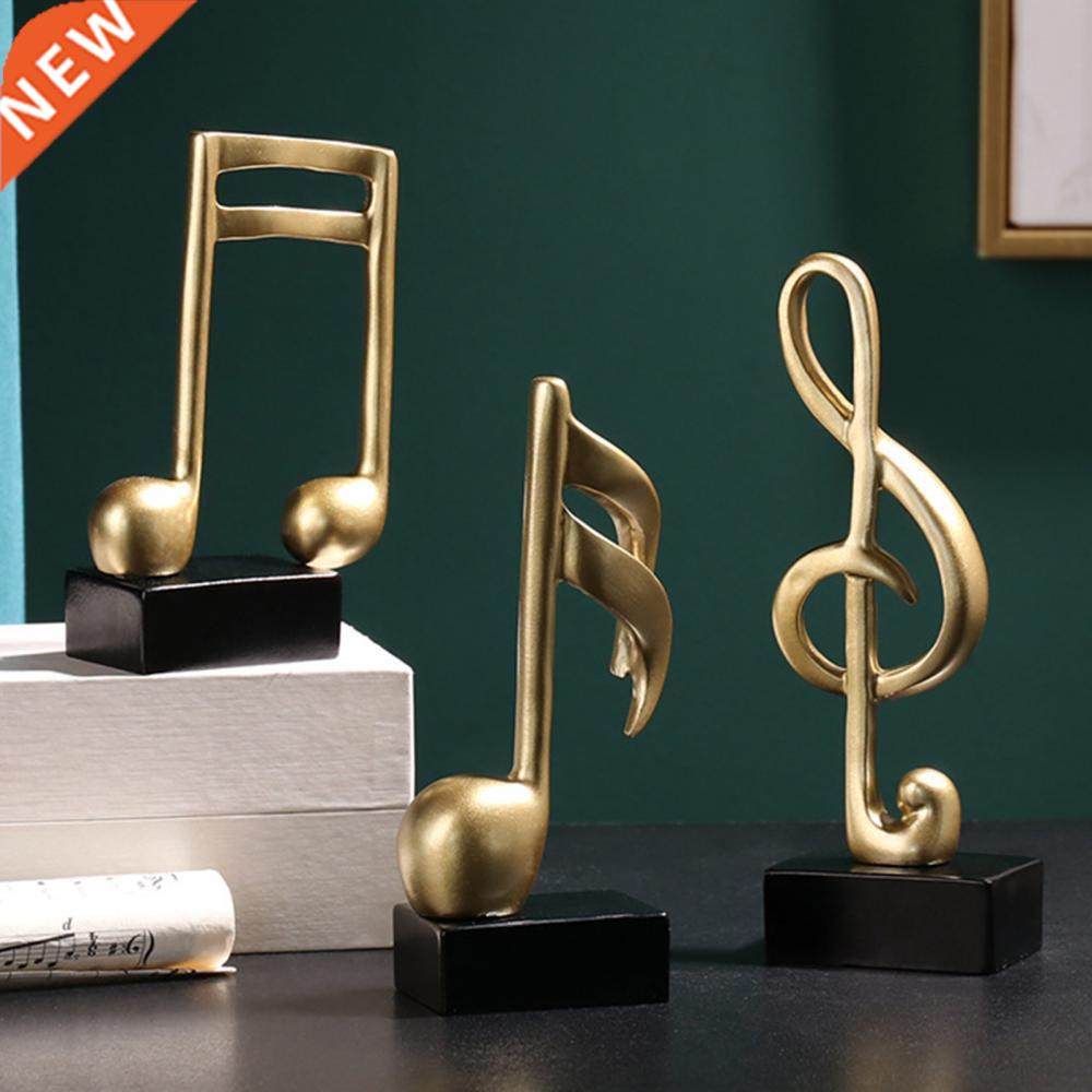 3pcs golden musical note figurine handicraft piano ornament