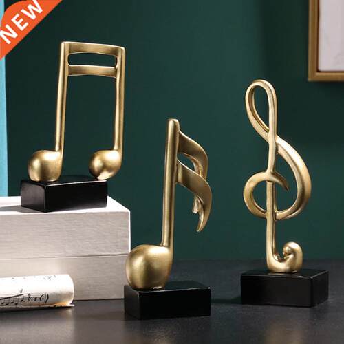 3Pcs Golden Musical Note Figurine Handicraft Piano Ornament