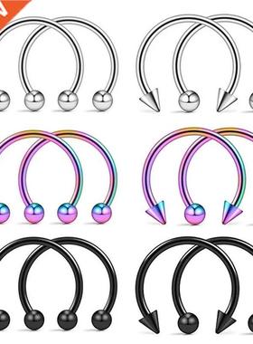 2Pcs Stainless Steel Cone Spike Horseshoe Circular Septum No