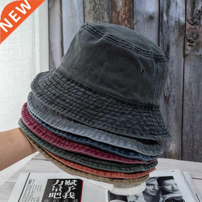 2021 New Foldable Fisherman Hat Washed Denim Bucket Hats Uni