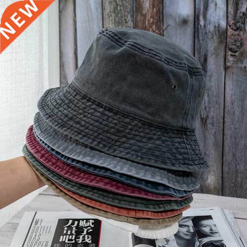 2021 New Foldable Fisherman Hat Washed Denim Bucket Hats Uni