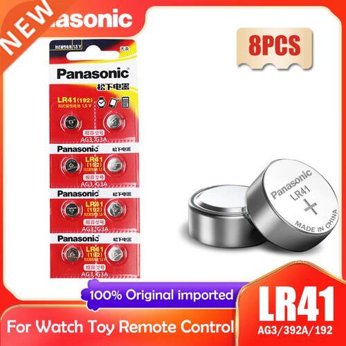 8PCS Panasonic 192 LR41 1.5V Button Cell Batteries SR41 AG3