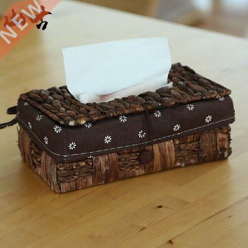 Retro Tissue Box Desktop Straw Vintage European Style Paper
