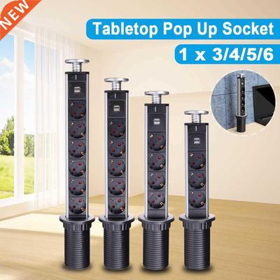 EU Plug 3/4/5/6 Power Kitchen Table Pull Up Electrical Socke