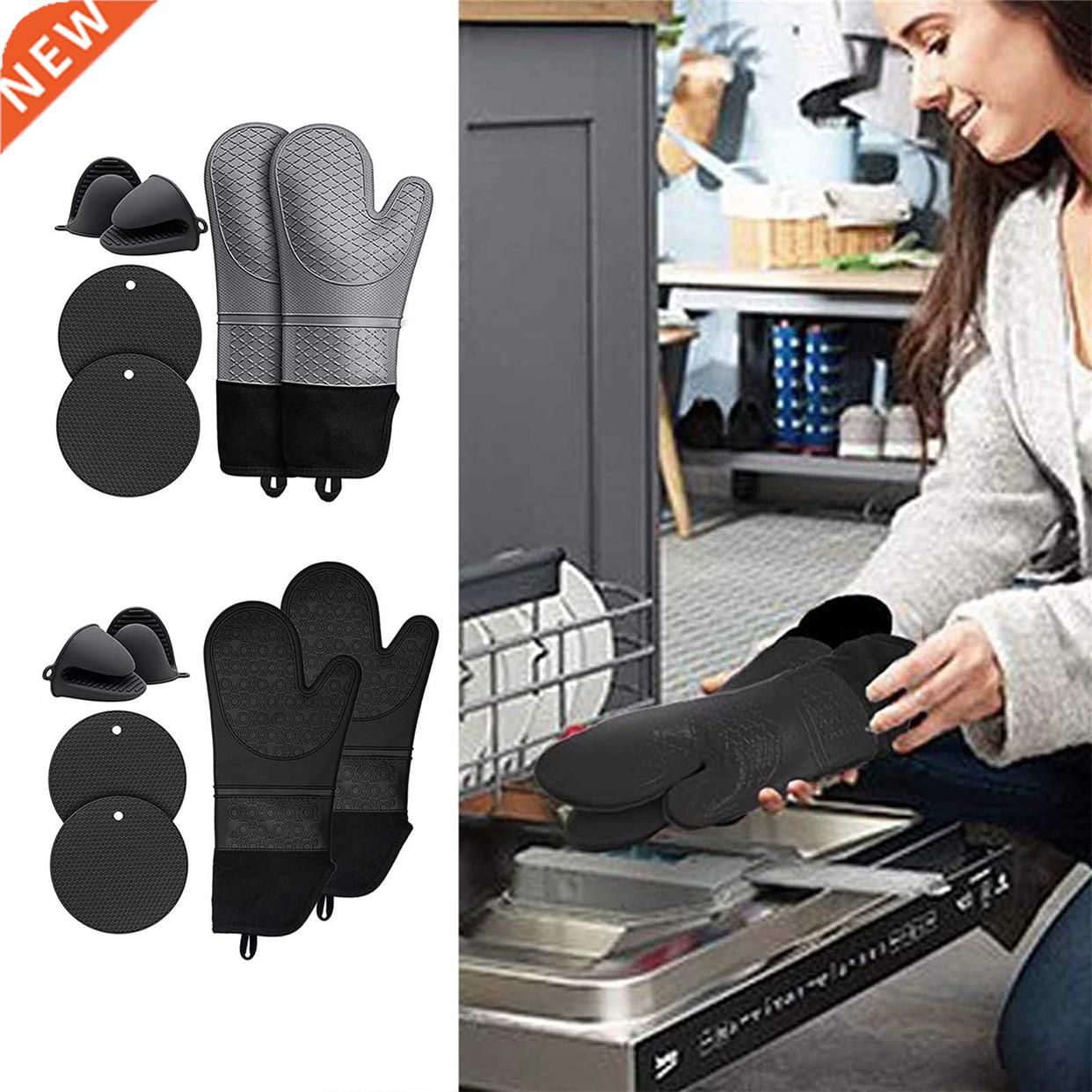 6 Pcs Silicone Insulated Gloves Set Waterproof And Heat