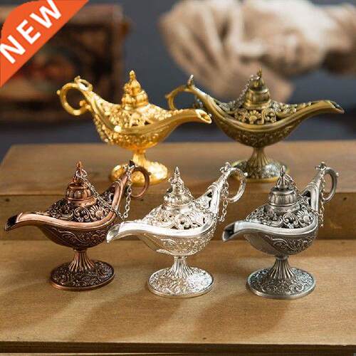 New 1Pc Vintage Aladdin Lamp Tea Pot Zinc Alloy Office Home