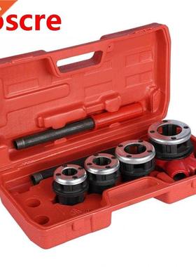 Hand Tool Set 4 Dies Manual Plumber Pipe Threading Kit 1/2