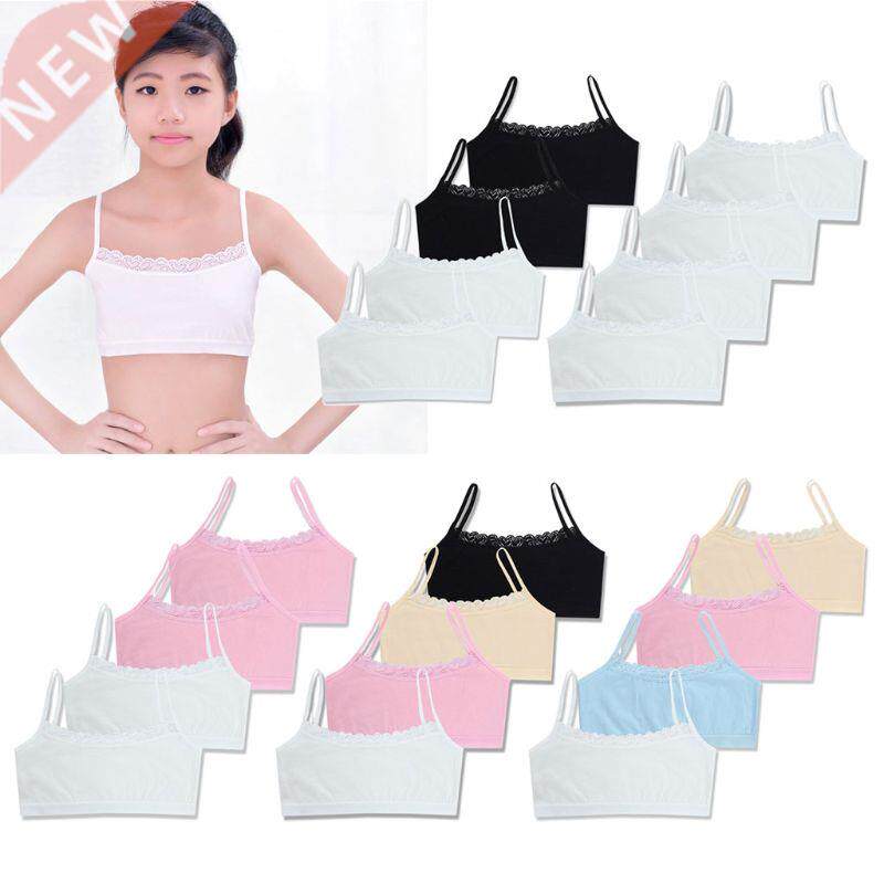 4pcs/set Lace Cotton Young Girls Training Bra Kids Vest Teen