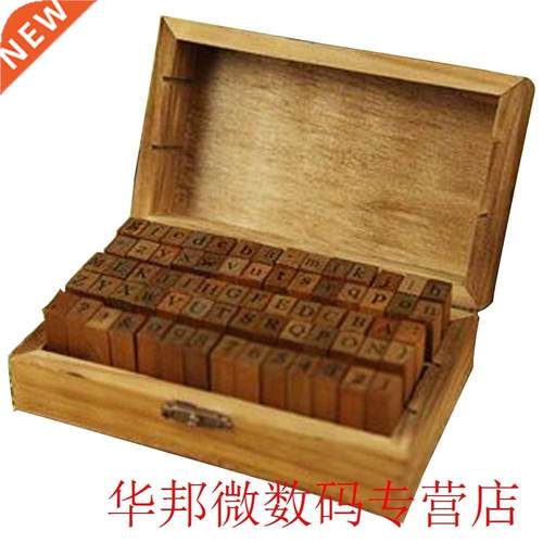 70 PCS Number Craft Set Retro Stamp Wooden  Symbol Letter