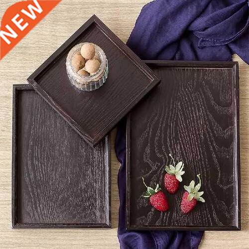 Black rectangular wooden tray Hotel solid wood tea dessert