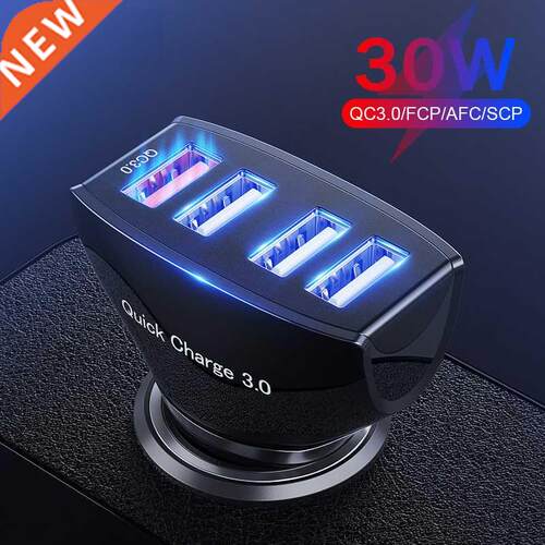 LOVECOM 30W 4 Ports Car Charger Quick Charge 3.0 Dual USB Ad
