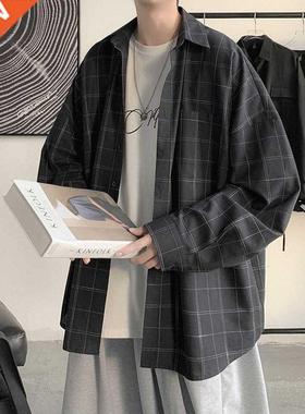 Plaid Shirt Men's fashion brand ins casual versatile shirt K