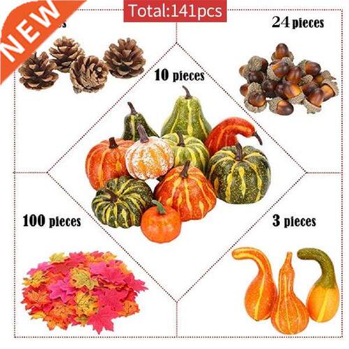 141PCS Thanksgiving Simulation Pumpkin Acorn Autumn Fall
