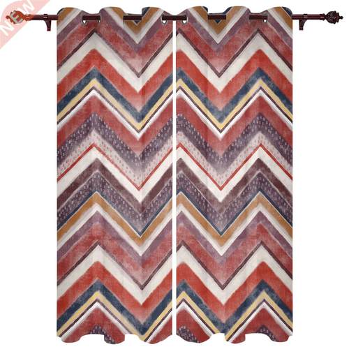 Nordic Style Stripes Red Window Curtains for Bedroom Home