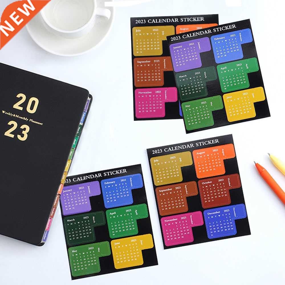 2023 Month Calendar Self-Stick Index Stickers Planner Colorf