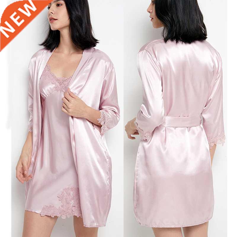 Plus Size 5PC Sleepwear Feale Pajaas Set Satin Pyjaaas S