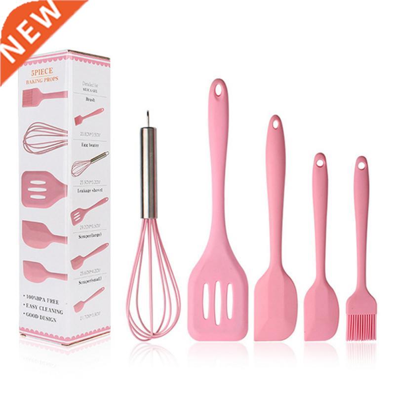 5 Pcs multi-color Silicone Cooking Utensils Set Stainless St