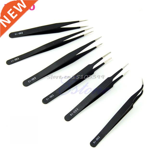 6Pcs/set Safe New Resists Corrosion Anti-static Tweezers Mai