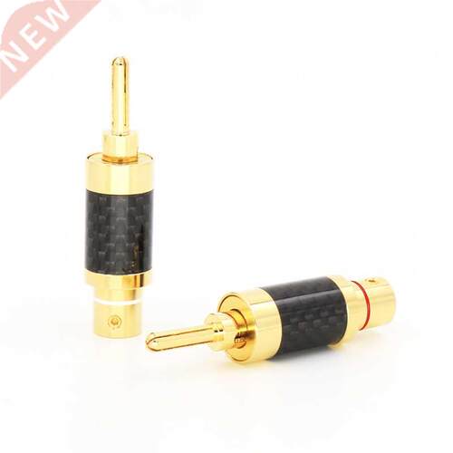 4Pcs Carbon Fibre 3U Gold plated Banana Plugs with spaeker c