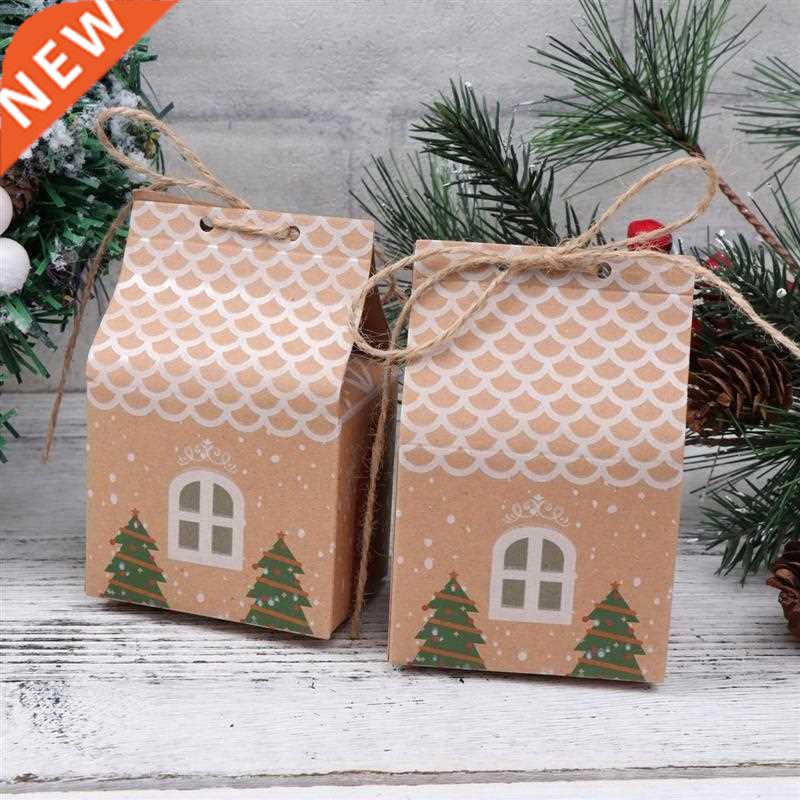 30pcs Kraft Paper Gift Bags Christmas Can Boxes Small Hous