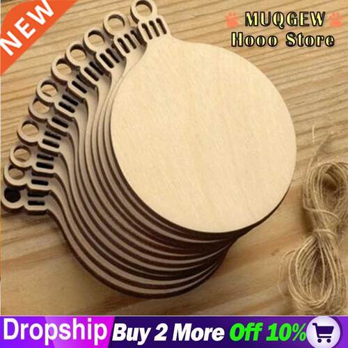 WOODen TAgS ChrISTmAS BAllS DeCOr ArT CrAfTS OrnAmenTS DIY S