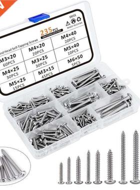 235Pcs/set 304 Stainless Steel Screw Set M3 M4 M5 M6 Round P