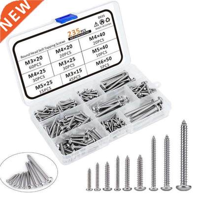 235Pcs/set 304 Stainless Steel Screw Set M3 M4 M5 M6 Round P