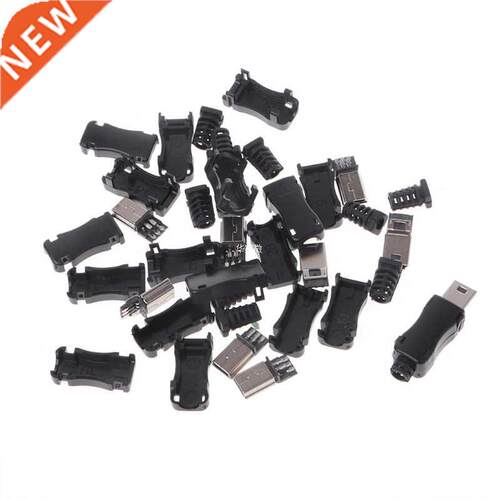 10Sets  Mini USB 2.0 5PIN Plug Socket With Plastic Cover