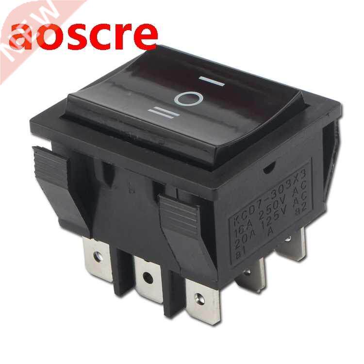 1PCS KCD7-303 perforate 28 x 31 mm 9 pin ON - OFF - ON boat