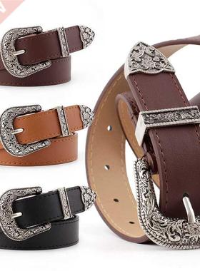 Women's Retro Pin Buckle Belt Vintage Carved PU Leather Got