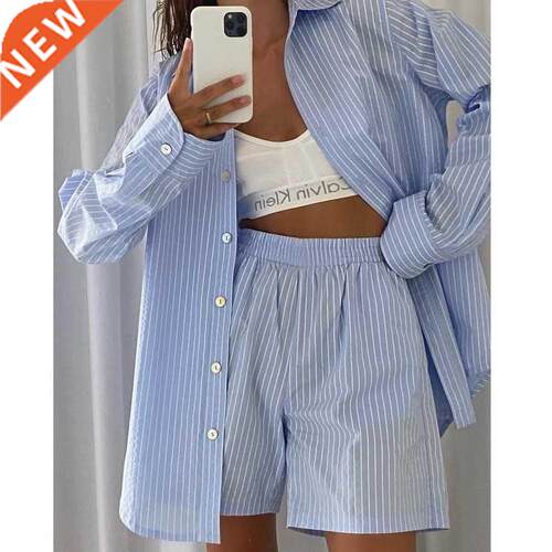 Loung Wear Women	s Home Clothes Stripe Long Sleeve Sh