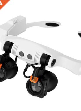 LED Magnifier Glasses Magnifier Cold Warm Light Magnifying G