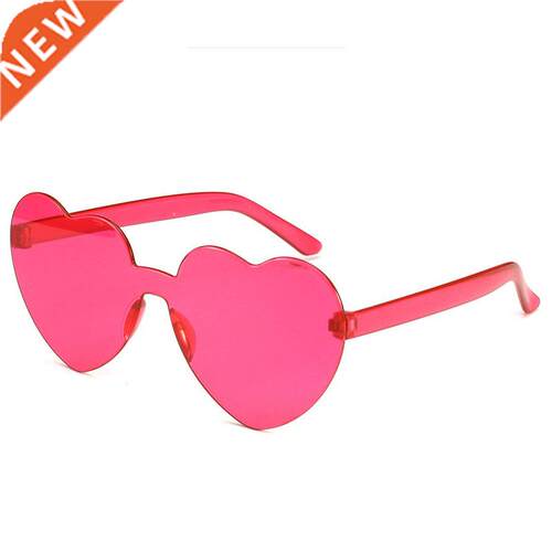 Love Heart Shape Sunglasses Women Rimless Frame Tint Clear L