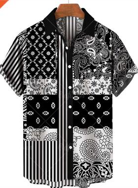 2022 Men's Clothing D Hawaiian Shirt Men Fashion Cashew Flo