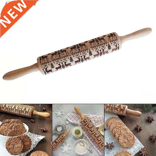 Rolling Pin Lotus Wooden Christmas Flower Snowflake Pattern
