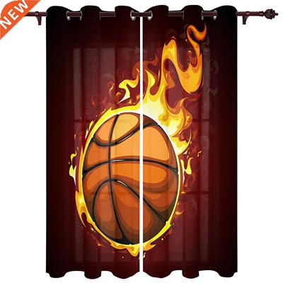 Basketball Flame Athletics Window Curtains Kitchen Bedroom